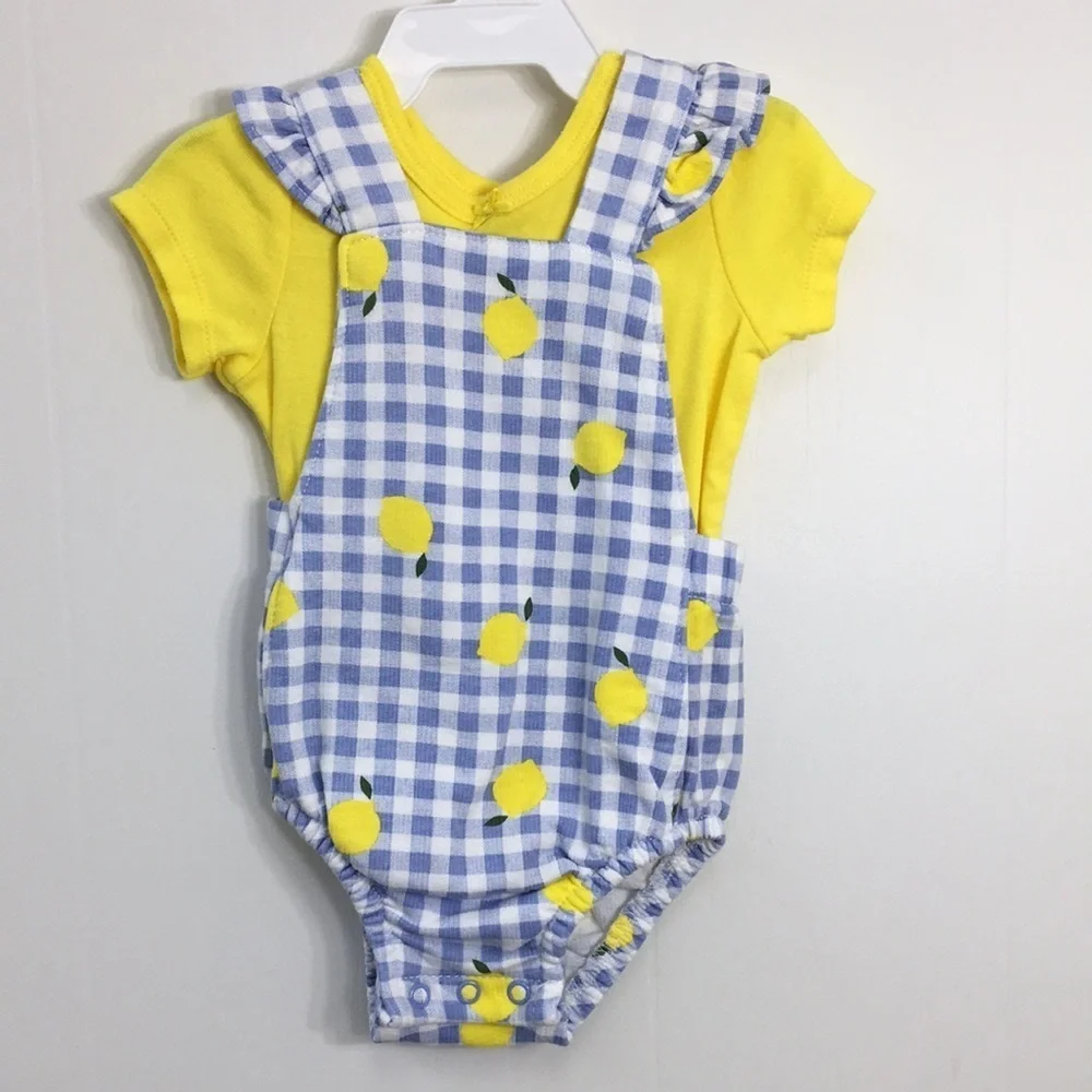 Carters Girls Blue and Green Summer Outfits Bundle of 5 Size 6 mo EXCELLENT